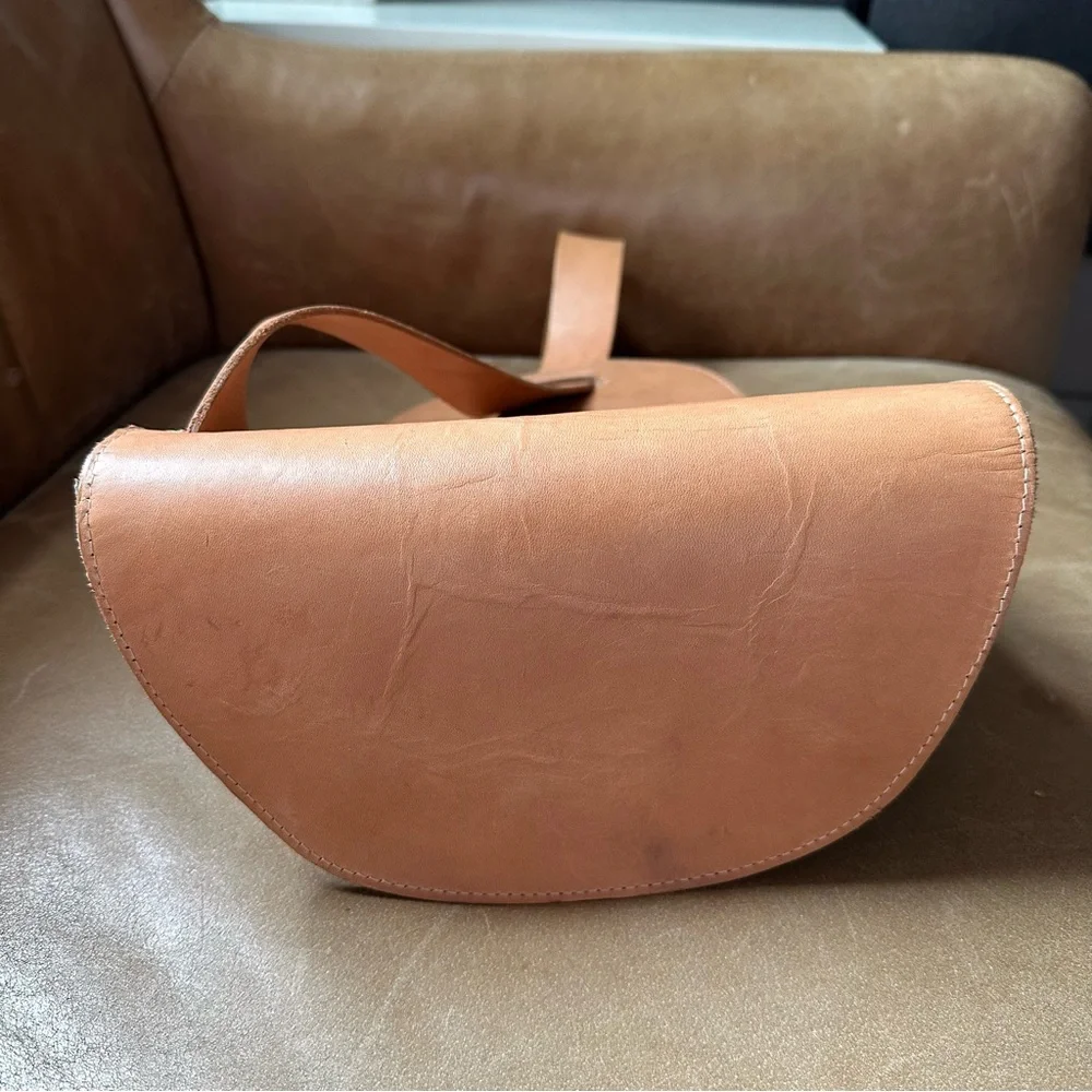 Redondo Frydman calf hair tan leather sling backpack bucket bag shoulder - Picture 11 of 17